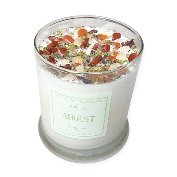 NWOT New Moon Beginnings Birth Month Gemstone & Flower Candle - August -MSRP $30 - Picture 2 of 7